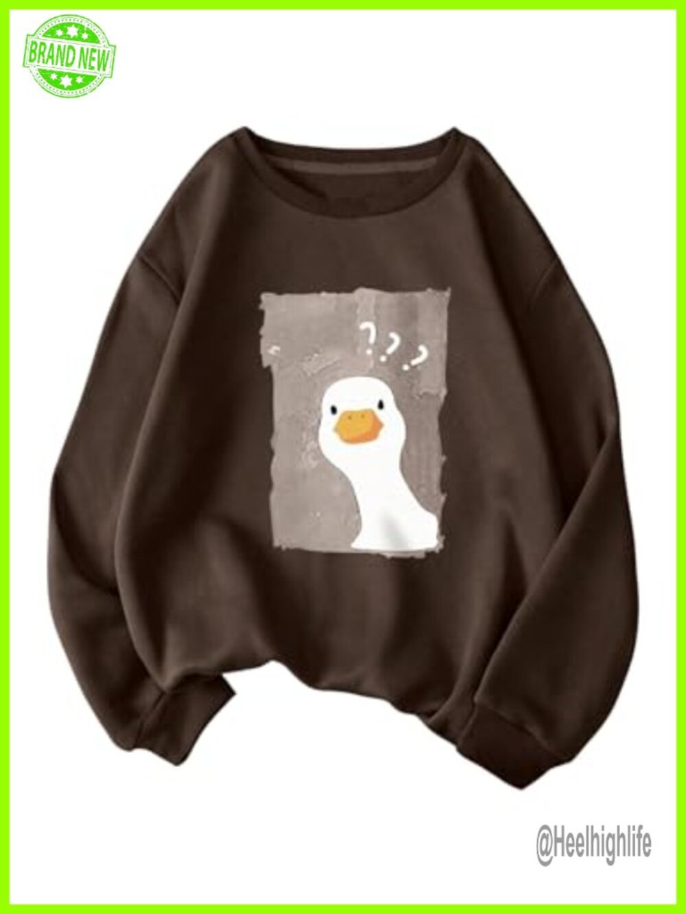 Cartoon Duck Print Crew Neck Sweatshirt Long Sleeve Pullover Casual